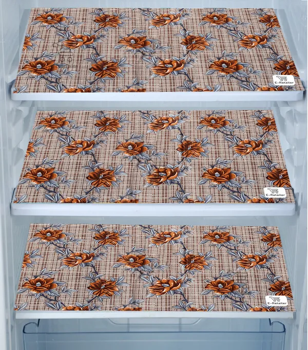 Brown_3-Layer_PolyesterFridge_Top_Cover_&_Fridge_Handle_Cover_&_3_Pc._Fridge_Mat_Set_For_Home