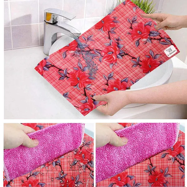 Red_3-Layer_PolyesterFridge_Top_Cover_&_Fridge_Handle_Cover_&_3_Pc._Fridge_Mat_Set_For_Home