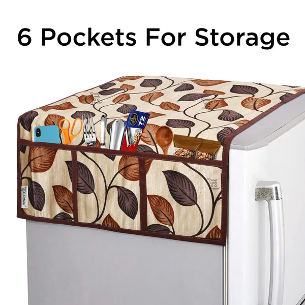 Brown_3-Layer_PolyesterFridge_Top_Cover_&_Fridge_Handle_Cover_&_3_Pc._Fridge_Mat_Set_For_Home