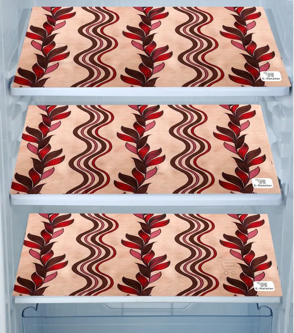 Red_3-Layer_PolyesterFridge_Top_Cover_&_Fridge_Handle_Cover_&_3_Pc._Fridge_Mat_Set_For_Home