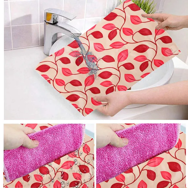 Red_3-Layer_PolyesterFridge_Top_Cover_&_Fridge_Handle_Cover_&_3_Pc._Fridge_Mat_Set_For_Home