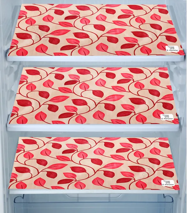 Red_3-Layer_PolyesterFridge_Top_Cover_&_Fridge_Handle_Cover_&_3_Pc._Fridge_Mat_Set_For_Home