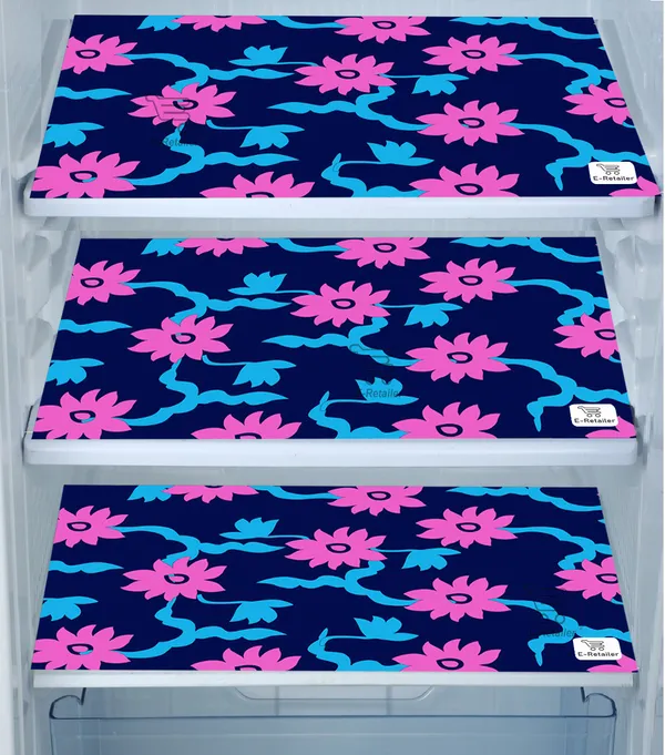 Blue_3-Layer_PolyesterFridge_Top_Cover_&_Fridge_Handle_Cover_&_3_Pc._Fridge_Mat_Set_For_Home
