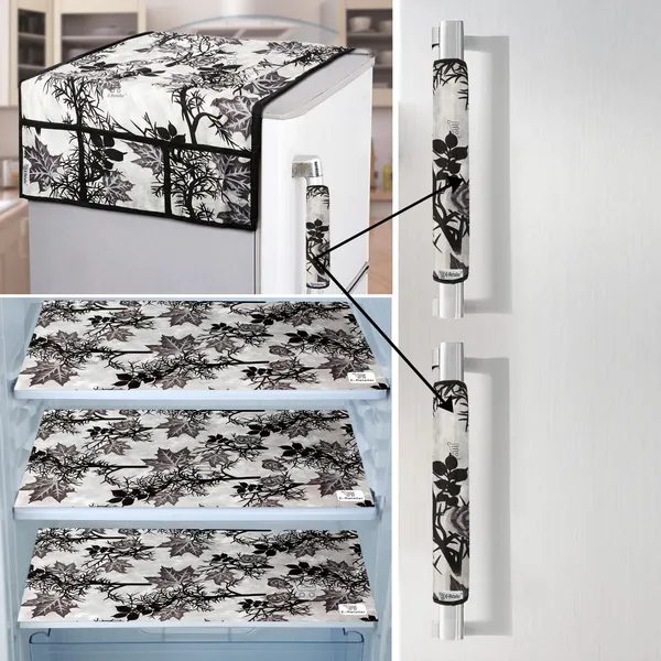 Black_3-Layer_PolyesterFridge_Top_Cover_&_Fridge_Handle_Cover_&_3_Pc._Fridge_Mat_Set_For_Home