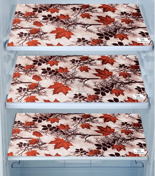 Brown_3-Layer_PolyesterFridge_Top_Cover_&_Fridge_Handle_Cover_&_3_Pc._Fridge_Mat_Set_For_Home