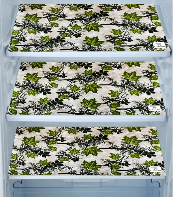 Green_3-Layer_PolyesterFridge_Top_Cover_&_Fridge_Handle_Cover_&_3_Pc._Fridge_Mat_Set_For_Home