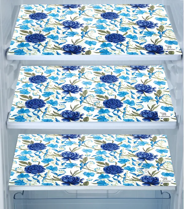 Blue_3-Layer_PolyesterFridge_Top_Cover_&_Fridge_Handle_Cover_&_3_Pc._Fridge_Mat_Set_For_Home