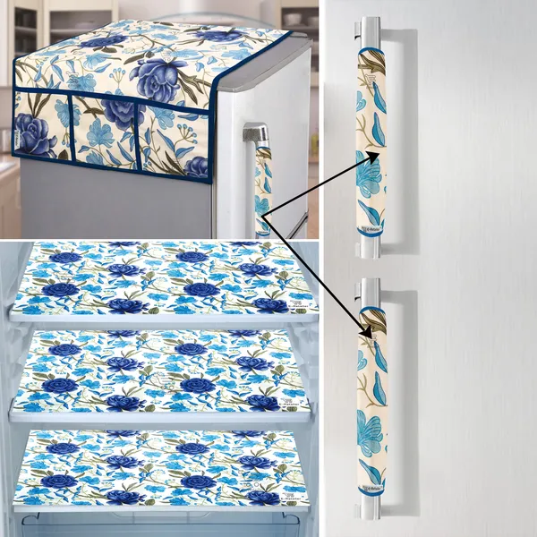 Blue_3-Layer_PolyesterFridge_Top_Cover_&_Fridge_Handle_Cover_&_3_Pc._Fridge_Mat_Set_For_Home