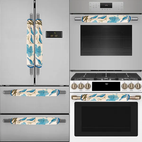 Blue_3-Layer_PolyesterFridge_Top_Cover_&_Fridge_Handle_Cover_&_3_Pc._Fridge_Mat_Set_For_Home