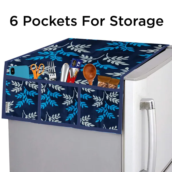 Blue_3-Layer_PolyesterFridge_Top_Cover_&_Fridge_Handle_Cover_&_4_Pc._Fridge_Mat_Set_For_Home