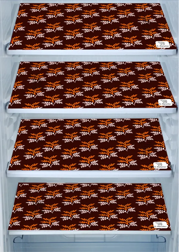 Brown_3-Layer_PolyesterFridge_Top_Cover_&_Fridge_Handle_Cover_&_4_Pc._Fridge_Mat_Set_For_Home