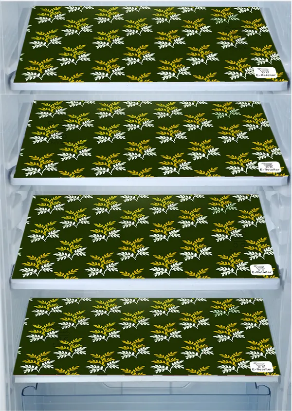 Green_3-Layer_PolyesterFridge_Top_Cover_&_Fridge_Handle_Cover_&_4_Pc._Fridge_Mat_Set_For_Home