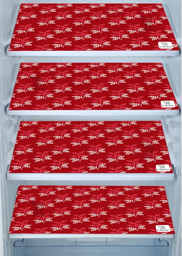 Maroon_3-Layer_PolyesterFridge_Top_Cover_&_Fridge_Handle_Cover_&_4_Pc._Fridge_Mat_Set_For_Home