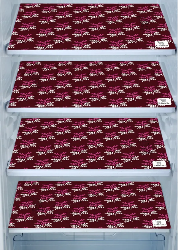 Purple_3-Layer_PolyesterFridge_Top_Cover_&_Fridge_Handle_Cover_&_4_Pc._Fridge_Mat_Set_For_Home