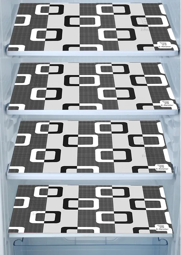 Black_3-Layer_PolyesterFridge_Top_Cover_&_Fridge_Handle_Cover_&_4_Pc._Fridge_Mat_Set_For_Home