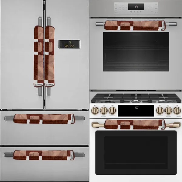 Brown_3-Layer_PolyesterFridge_Top_Cover_&_Fridge_Handle_Cover_&_4_Pc._Fridge_Mat_Set_For_Home
