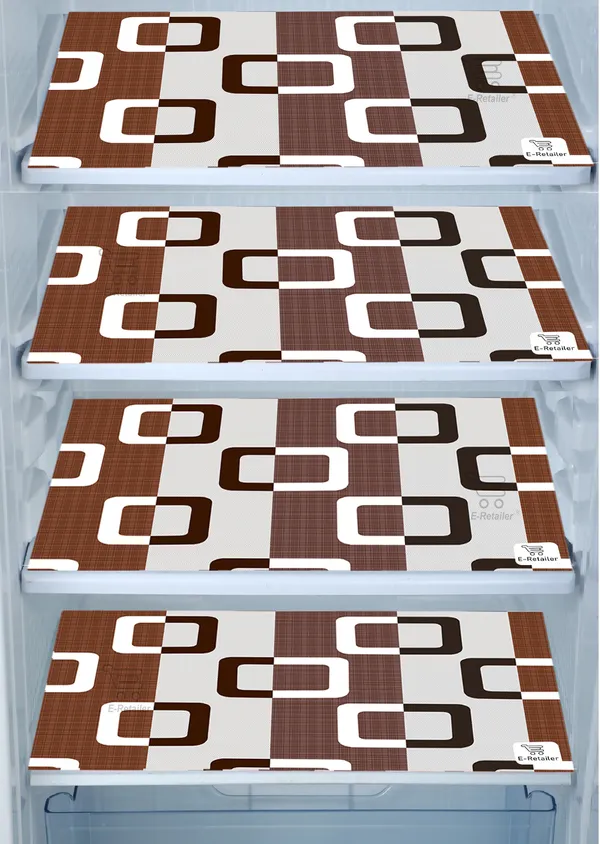 Brown_3-Layer_PolyesterFridge_Top_Cover_&_Fridge_Handle_Cover_&_4_Pc._Fridge_Mat_Set_For_Home