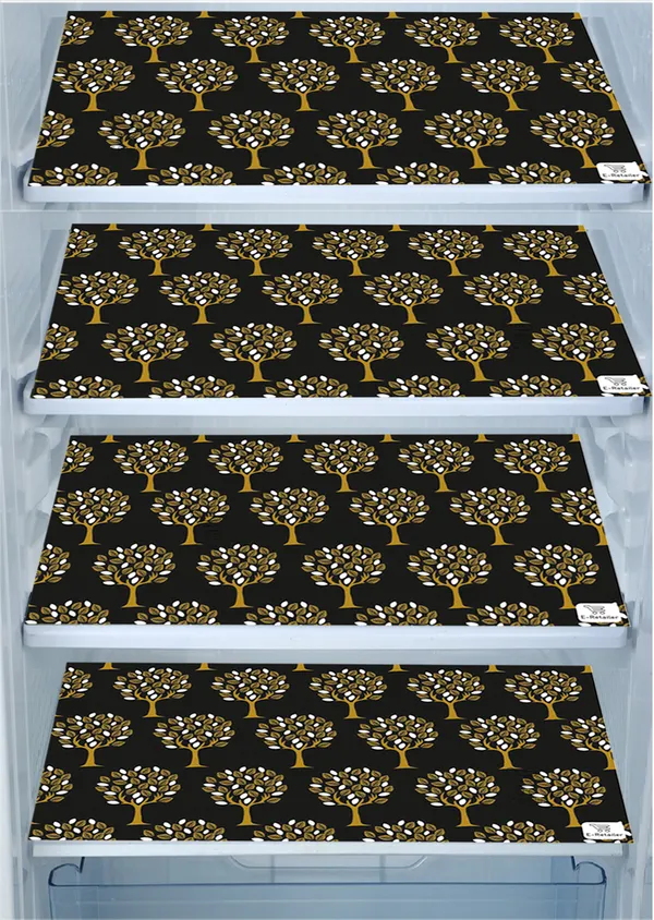 Brown_3-Layer_PolyesterFridge_Top_Cover_&_Fridge_Handle_Cover_&_4_Pc._Fridge_Mat_Set_For_Home