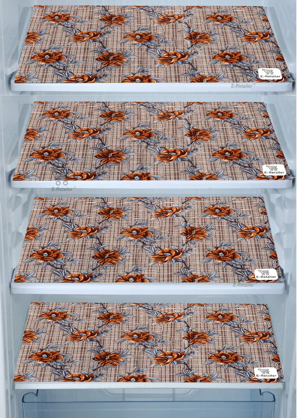 Brown_3-Layer_PolyesterFridge_Top_Cover_&_Fridge_Handle_Cover_&_4_Pc._Fridge_Mat_Set_For_Home