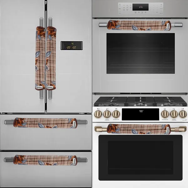 Brown_3-Layer_PolyesterFridge_Top_Cover_&_Fridge_Handle_Cover_&_4_Pc._Fridge_Mat_Set_For_Home