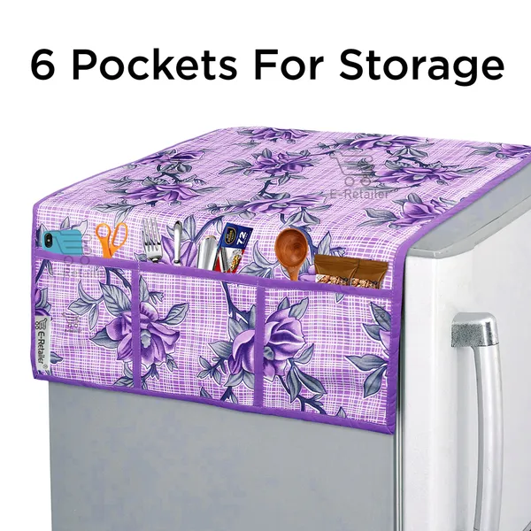 Purple_3-Layer_PolyesterFridge_Top_Cover_&_Fridge_Handle_Cover_&_4_Pc._Fridge_Mat_Set_For_Home