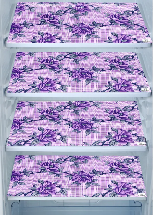 Purple_3-Layer_PolyesterFridge_Top_Cover_&_Fridge_Handle_Cover_&_4_Pc._Fridge_Mat_Set_For_Home