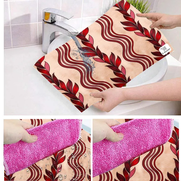 Red_3-Layer_PolyesterFridge_Top_Cover_&_Fridge_Handle_Cover_&_4_Pc._Fridge_Mat_Set_For_Home