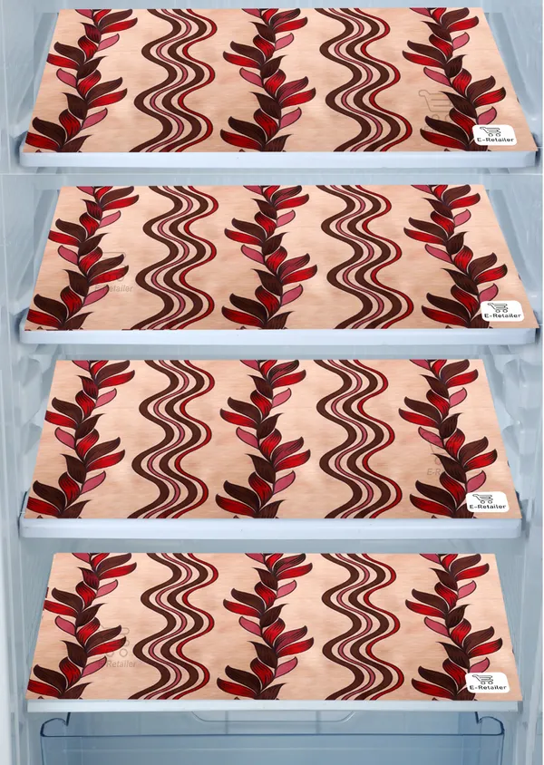 Red_3-Layer_PolyesterFridge_Top_Cover_&_Fridge_Handle_Cover_&_4_Pc._Fridge_Mat_Set_For_Home