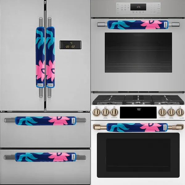 Blue_3-Layer_PolyesterFridge_Top_Cover_&_Fridge_Handle_Cover_&_4_Pc._Fridge_Mat_Set_For_Home