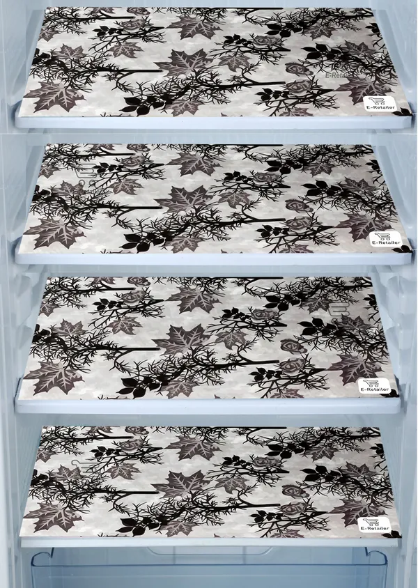 Black_3-Layer_PolyesterFridge_Top_Cover_&_Fridge_Handle_Cover_&_4_Pc._Fridge_Mat_Set_For_Home