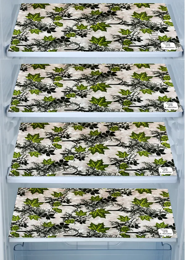 Green_3-Layer_PolyesterFridge_Top_Cover_&_Fridge_Handle_Cover_&_4_Pc._Fridge_Mat_Set_For_Home
