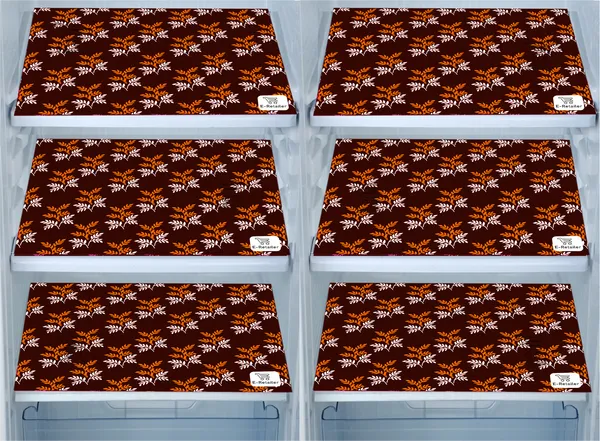 Brown_3-Layer_PolyesterFridge_Top_Cover_&_Fridge_Handle_Cover_&_6_Pc._Fridge_Mat_Set_For_Home