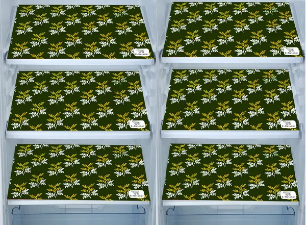 Green_3-Layer_PolyesterFridge_Top_Cover_&_Fridge_Handle_Cover_&_6_Pc._Fridge_Mat_Set_For_Home