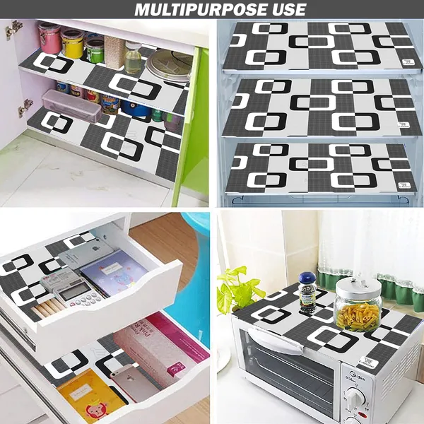 Black_3-Layer_PolyesterFridge_Top_Cover_&_Fridge_Handle_Cover_&_6_Pc._Fridge_Mat_Set_For_Home