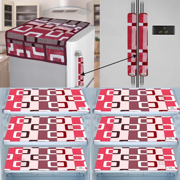 Purple_3-Layer_PolyesterFridge_Top_Cover_&_Fridge_Handle_Cover_&_6_Pc._Fridge_Mat_Set_For_Home