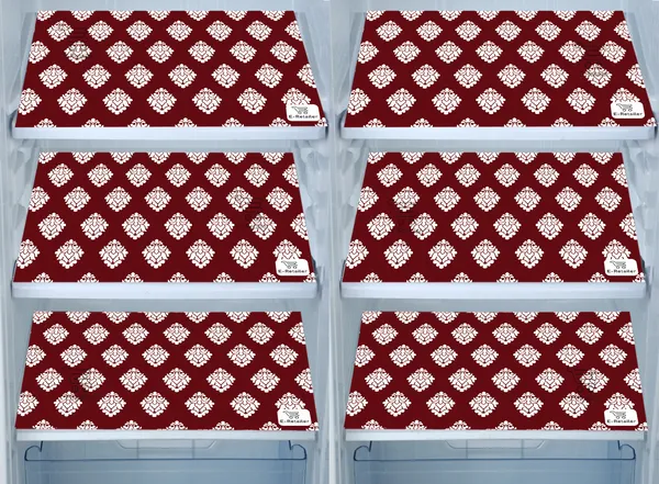 Maroon_3-Layer_PolyesterFridge_Top_Cover_&_Fridge_Handle_Cover_&_6_Pc._Fridge_Mat_Set_For_Home