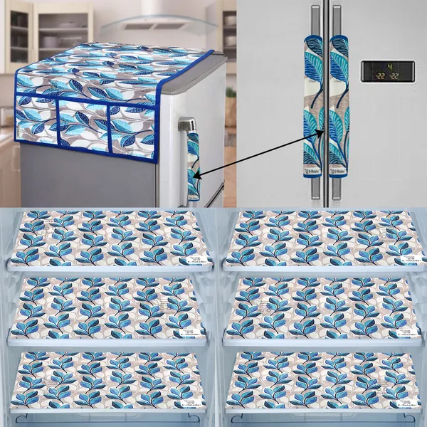 Blue_3-Layer_PolyesterFridge_Top_Cover_&_Fridge_Handle_Cover_&_6_Pc._Fridge_Mat_Set_For_Home
