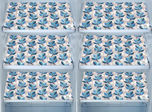 Blue_3-Layer_PolyesterFridge_Top_Cover_&_Fridge_Handle_Cover_&_6_Pc._Fridge_Mat_Set_For_Home