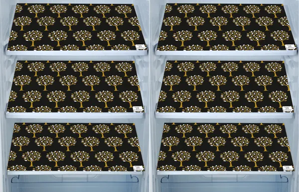 Brown_3-Layer_PolyesterFridge_Top_Cover_&_Fridge_Handle_Cover_&_6_Pc._Fridge_Mat_Set_For_Home