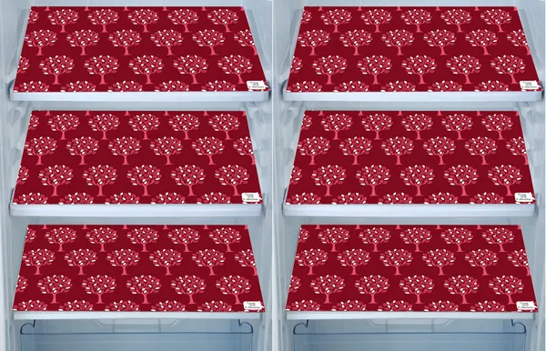 Maroon_3-Layer_PolyesterFridge_Top_Cover_&_Fridge_Handle_Cover_&_6_Pc._Fridge_Mat_Set_For_Home