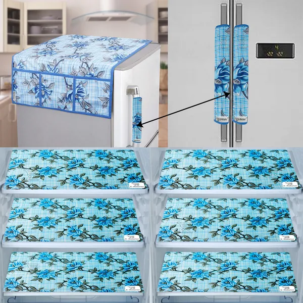 Blue_3-Layer_PolyesterFridge_Top_Cover_&_Fridge_Handle_Cover_&_6_Pc._Fridge_Mat_Set_For_Home