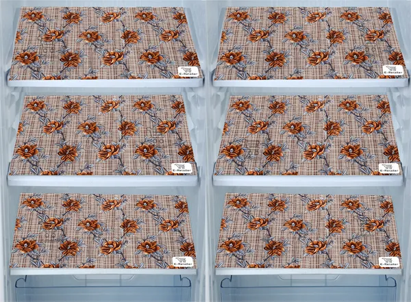 Brown_3-Layer_PolyesterFridge_Top_Cover_&_Fridge_Handle_Cover_&_6_Pc._Fridge_Mat_Set_For_Home