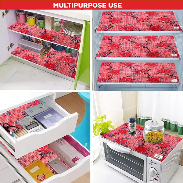 Red_3-Layer_PolyesterFridge_Top_Cover_&_Fridge_Handle_Cover_&_6_Pc._Fridge_Mat_Set_For_Home
