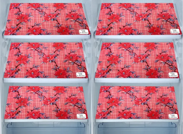 Red_3-Layer_PolyesterFridge_Top_Cover_&_Fridge_Handle_Cover_&_6_Pc._Fridge_Mat_Set_For_Home