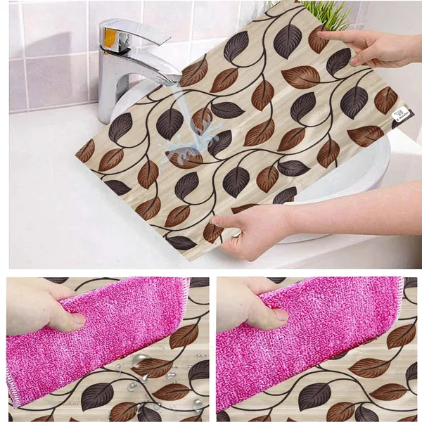 Brown_3-Layer_PolyesterFridge_Top_Cover_&_Fridge_Handle_Cover_&_6_Pc._Fridge_Mat_Set_For_Home
