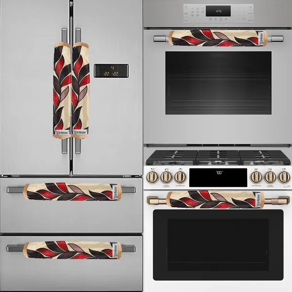 Red_3-Layer_PolyesterFridge_Top_Cover_&_Fridge_Handle_Cover_&_6_Pc._Fridge_Mat_Set_For_Home