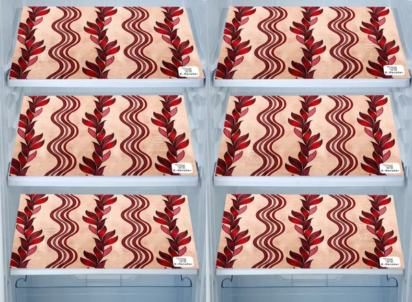 Red_3-Layer_PolyesterFridge_Top_Cover_&_Fridge_Handle_Cover_&_6_Pc._Fridge_Mat_Set_For_Home
