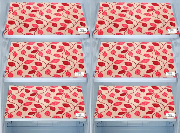 Red_3-Layer_PolyesterFridge_Top_Cover_&_Fridge_Handle_Cover_&_6_Pc._Fridge_Mat_Set_For_Home