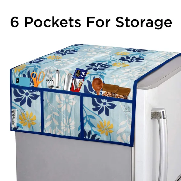 Blue_3-Layer_PolyesterFridge_Top_Cover_&_Fridge_Handle_Cover_&_6_Pc._Fridge_Mat_Set_For_Home