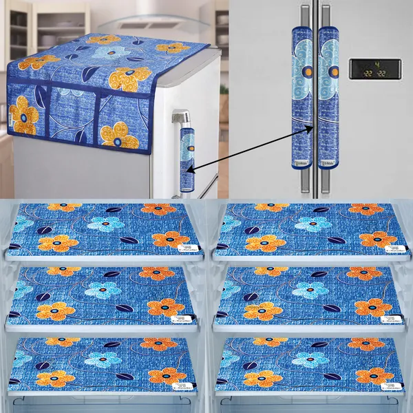 Blue_3-Layer_PolyesterFridge_Top_Cover_&_Fridge_Handle_Cover_&_6_Pc._Fridge_Mat_Set_For_Home